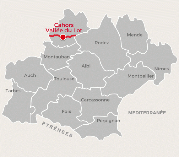 Cahors vallée du Lot carte