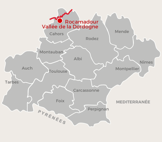 Rocamadour Vallée de la Dordogne carto