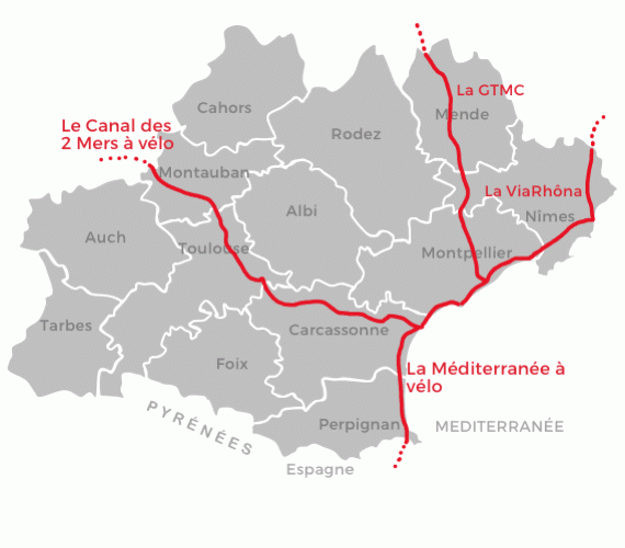 Vélo, grands itinéraires vélo carto