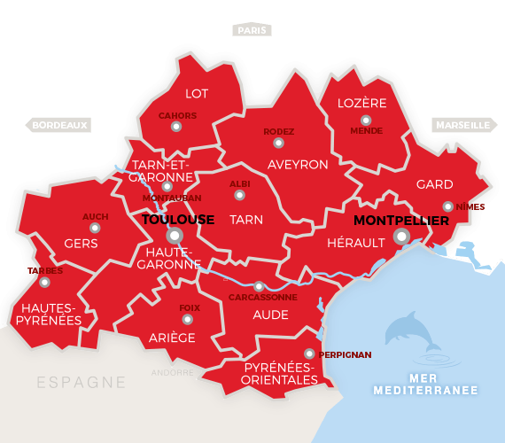 Carte Occitanie simplifiée